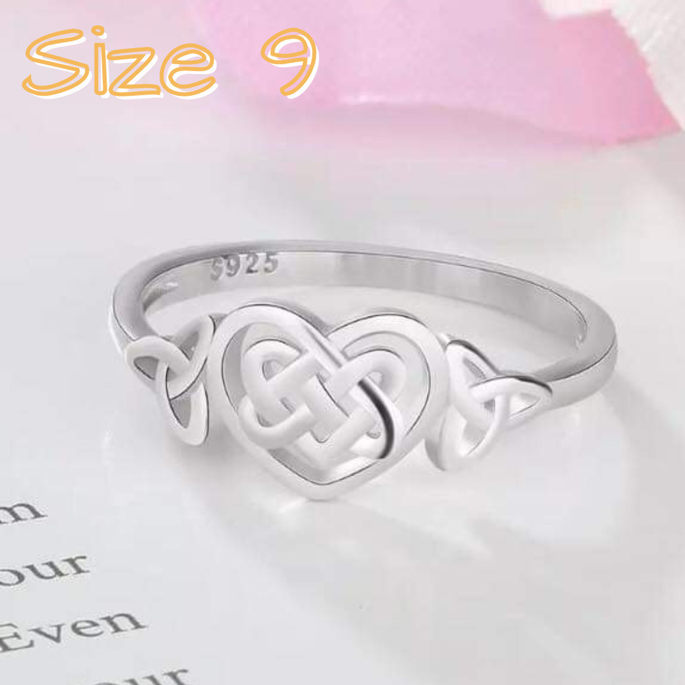 Silver Plated Celtic Heart Knot Ring Size 9